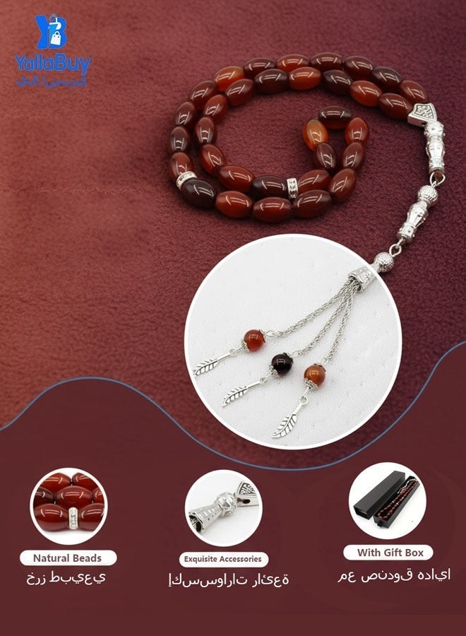 YallaBuy Original Design/ 100% Natural Agate Prayer Beadsl/Handmade Prayer Beads /Tasbih/8mm - Image 3